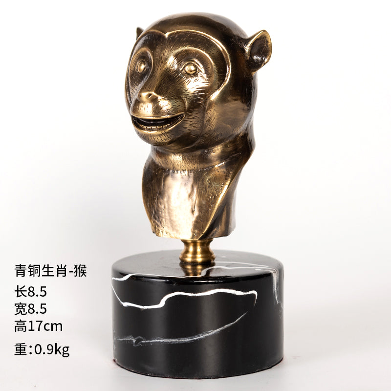 Monkey Hou 12 Chinese Zodiac Animals Metal Copper Decoration