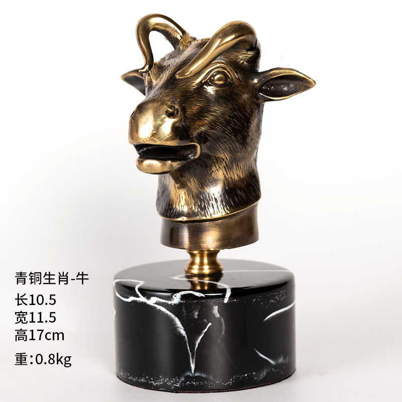 Ox Niu 12 Chinese Zodiac Animals Metal Copper Decoration