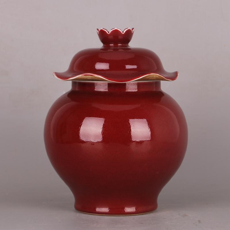Jingdezhen Vintage Lotus Leaf Bottle Lip Porcelain Tea Storage For Antique Home Decoration Art Collection