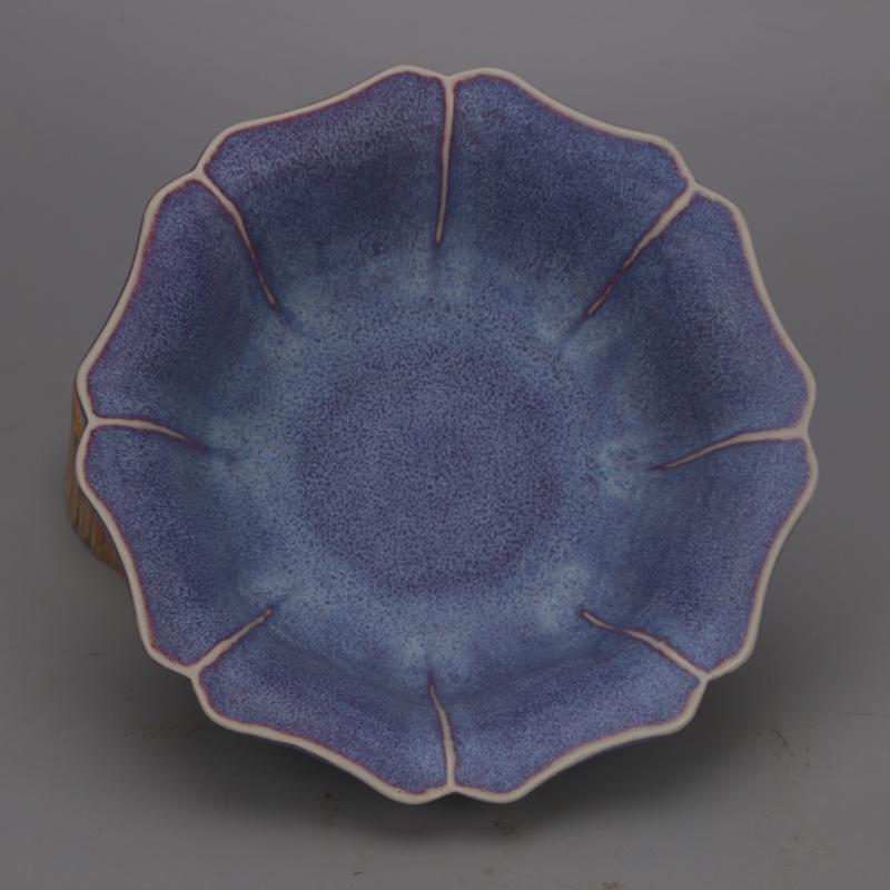 Jingdezhen Vintage Lotus Leaf Bowl Porcelain Purple Cup For Antique Home Decoration Art Collection